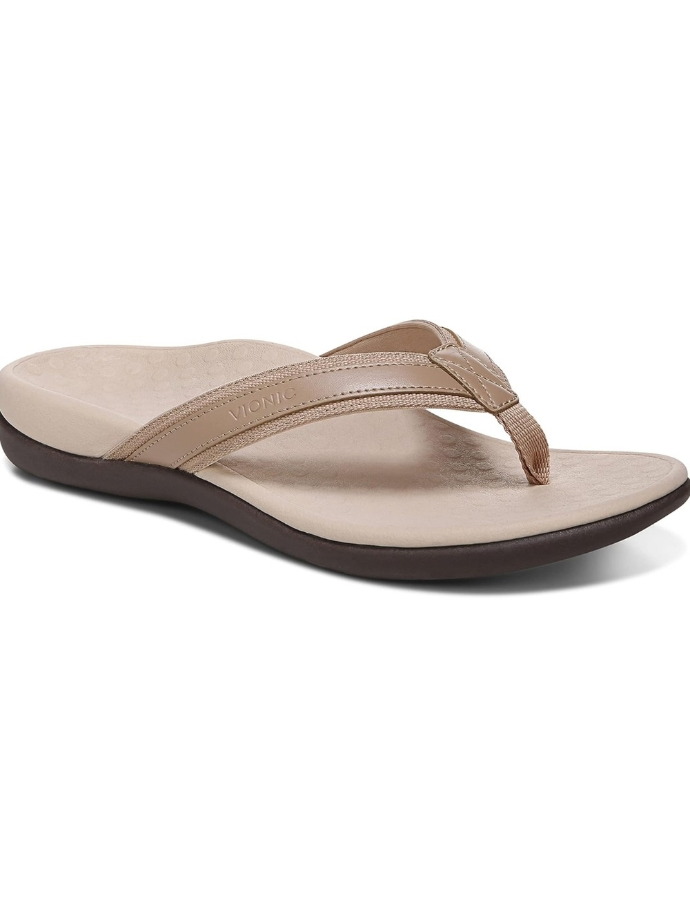 Vionic TIDE 2 Women’s Macaroon Leather Orthotic Flip Flop Sandals Sz 9 EUC $100